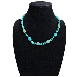 💎Chaps Vintage Silver Tone Boho Faux Turquoise Stone Necklace